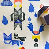 My project for course: Sketchbooking with Handmade Stamps. Traditional illustration, Pattern Design, Printing, Sketchbook, and Engraving project by Megumi Watanabe - 04.30.2022