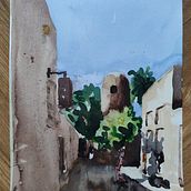 Shindaga Dubai. Een project van Traditionele illustratie, Architectuur,  Schetsen,  Tekening, Aquarelschilderen,  Architecturale illustratie y Sketchbook van arnulfomedina - 01.05.2022