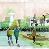 Mi Proyecto del curso: Paisajes urbanos en acuarela. Un proyecto de Bellas Artes, Pintura a la acuarela e Ilustración arquitectónica de Sandra Ginamaría Alama Chavez - 02.05.2022