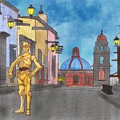 C3PO En San Miguel de Allende, México . Un progetto di Illustrazione tradizionale, Illustrazione digitale e Disegno digitale di German Arroyo - 03.05.2022