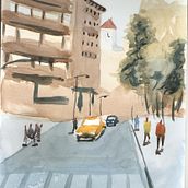 Il mio progetto del corso: Paesaggi urbani ad acquerello. Un projet de Beaux Arts, Aquarelle et Illustration architecturale de dbphotos75 - 06.05.2022