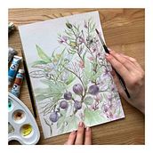 Floral background for a menu. Un proyecto de Ilustración tradicional y Pintura a la acuarela de Galia Diomina - 08.05.2022