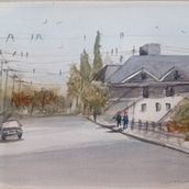 Meu projeto do curso: Criação de paisagem contemporânea em aquarela. Un projet de Beaux Arts , et Aquarelle de Maria Antonia Benutti - 26.03.2022