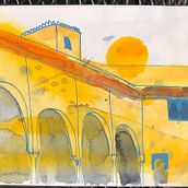 Mijn project van de cursus: Moderne urban sketching met gemengde technieken. Traditional illustration, Architectural Illustration, Painting & Ink Illustration project by floorwillemze - 05.12.2022