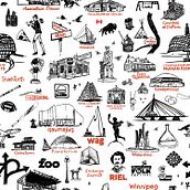 Icons of Winnipeg seamless pattern design—fabric/products. Traditional illustration, Textile Design, and Textile Printing project by Sandra Barnes - 05.12.2022