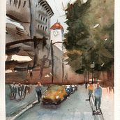 Meu projeto do curso: Paisagens urbanas em aquarela. Un projet de Beaux Arts, Aquarelle et Illustration architecturale de falancha - 13.05.2022