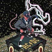 Angus Young de AC/DC ilustrado a todo volumen . Un progetto di Illustrazione tradizionale, Illustrazione digitale e Disegno digitale di westking - 20.02.2022