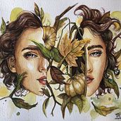 Meu projeto do curso: Retrato com natureza em aquarela Ein Projekt aus dem Bereich Malerei, Aquarellmalerei und Porträtzeichnung von Clarice Meneses - 17.05.2022