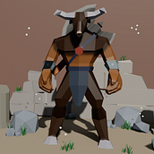 Mi proyecto del curso:  Minotauro-Low Poly. 3D, 3D Modeling, Video Games, 3D Character Design, and Game Design project by Maria Sol Fredes - 05.16.2022
