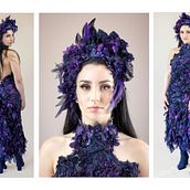 Flower Crown & Gown -Nocturne. Fashion Design, and Embroider project by Crystal Gaye - 07.13.2021