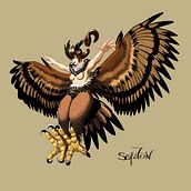 Mujer búho. Een project van  Ontwerp, Traditionele illustratie, Ontwerp van personages,  Beeldende kunst,  Schetsen,  Creativiteit, Tekening met potlood,  Tekening,  Artistieke tekening, Digitale tekening y  Digitaal schilderij van septon - 19.05.2022