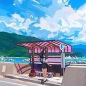 Road Trip. Ilustração tradicional, Concept Art, Desenho artístico, Desenho digital, Ilustração digital, e Pintura digital projeto de Elise Braud - 20.05.2022