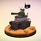 3D low poly tank diorama Mad Max Furry Road. Design, 3D Modeling, 3D Design, Game Design, and 3D project by Jose Damian Orozco Borrego - 05.21.2022