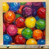 Coloured bubblegum balls . Fine Arts project by Miriam Sansano - 05.22.2022