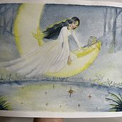 La coleccionista de estrellas . Traditional illustration, Painting, Drawing, Digital Illustration, and Watercolor Painting project by conde858_ - 05.22.2022