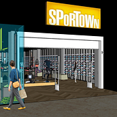 Tienda Sportown. Interior Architecture, Interior Design, 3D Modeling, 3D Design & Interior Decoration project by Claudia Pulido - 05.25.2022