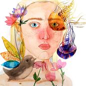 Mi proyecto del curso: Retrato ilustrado en acuarela. Traditional illustration, Fine Arts, Painting, Drawing, Watercolor Painting, Portrait Drawing, and Artistic Drawing project by Carolina Pm - 05.25.2022