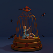 Comfort zone. 3D, Traditional illustration, Drawing, 3D Modeling, 3D Character Design, Fine Arts, Sketching, Pencil Drawing, Portrait Drawing, and 3D Design project by Valeriia Romanovska - 05.26.2022