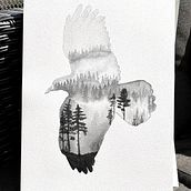 Mein Kursprojekt: Naturinspirierte Aquarellmalerei mit Double Exposure. Un progetto di Illustrazione tradizionale, Pittura ad acquerello, Disegno realistico e Illustrazione naturalistica di Anne - 27.05.2022