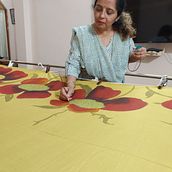 My project for course: Silk Painting Techniques my handpainted saree. Painting, Fashion Design, DIY, Textile D, eing, and Textile Design project by kiranmangal17 - 05.28.2022