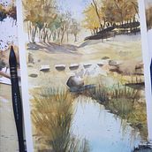 Il mio progetto del corso: Paesaggi naturali ad acquerello. Fine Arts, Painting, and Watercolor Painting project by Ilaria Pella - 05.28.2022