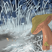 Mon projet du cours : Illustration numérique fantastique et de science-fiction. Traditional illustration, and Digital Illustration project by Marjolaine Fuentes - 05.29.2022