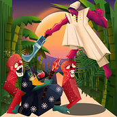 Guzu Boss vs Duppy King . Ilustração tradicional projeto de CJ Elliott - 25.05.2022