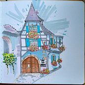 My project for course: Expressive Architectural Sketching with Colored Markers. Sketching, Drawing, Architectural Illustration, Sketchbook & Ink Illustration project by Marion Wever - 05.30.2022