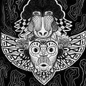 Diseño de un totem Para el curso Ilustración con entramados en blanco y negro. Traditional illustration, Fine Arts, Pencil Drawing, and Drawing project by Nicolas Aisner - 05.31.2022