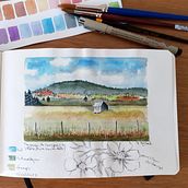 Mon projet du cours : Carnet de voyage à l’aquarelle. Traditional illustration, Watercolor Painting, Architectural Illustration, and Sketchbook project by monique_billaud - 06.02.2022