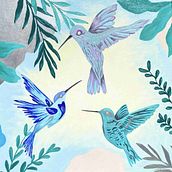 Familia Colibríes. Painting, and Fine Arts project by Daniela Chirino Santis - 03.05.2021