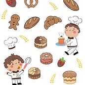 pastry chef sticker sheet. Un proyecto de Ilustración tradicional, Diseño de personajes y Manga de grisfigueroaa - 03.06.2022