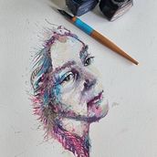 My project for course: Experimental Portraiture with Ink, Tea and Alcohol. Un projet de Beaux Arts, Peinture, Dessin et Illustration à l'encre de liorart - 16.05.2022