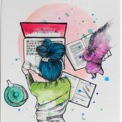 Il mio progetto del corso: Illustrazione con tecniche manuali di tratteggio e dripping. Character Design, Fine Arts, Painting, Watercolor Painting, Portrait Drawing, and Artistic Drawing project by Sara Paglia - 06.06.2022