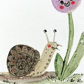 snail and flower. Ilustração tradicional projeto de John Earickson - 01.05.2022
