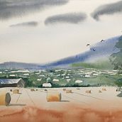 Mon projet du cours : Paysages à l'aquarelle : techniques et outils expérimentaux. Artes plásticas, Pintura, e Pintura em aquarela projeto de caroguizou - 08.06.2022