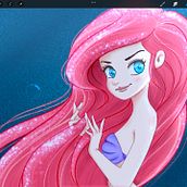 Mi proyecto del curso: Fan Art de Ariel. Projekt z dziedziny Trad, c, jna ilustracja, Ilustracja c, frowa, R, sunek c i frow użytkownika Erne Guevara - 08.06.2022