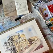 Mein Kursprojekt: Architektonische Zeichnung mit Aquarell und Tinte. Un progetto di Bozzetti, Disegno, Pittura ad acquerello, Illustrazione architettonica, Sketchbook e Illustrazione con inchiostro di slyyyykeeee - 07.05.2022
