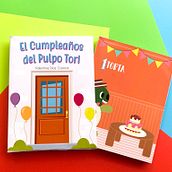 Mi proyecto del curso: Ilustración vintage para libros infantiles (El Cumpleaños del Pulpo Tori. Design editorial, Papercraft, Encadernação, Ilustração infantil, Narrativa, e Literatura infantil projeto de valentina Díaz Caroca - 29.05.2022