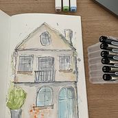 My project for course: Expressive Architectural Sketching with Colored Markers . Membuat sketsa, Menggambar, Ilustrasi Arsitektur, Buku sketsa & Ilustrasi Tinta proyek oleh Van Dyck Elisabeth - 06.12.2022