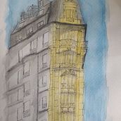 Mi proyecto del curso: Dibujo arquitectónico con acuarela y tinta. Un proyecto de Bocetado, Dibujo, Pintura a la acuarela, Ilustración arquitectónica, Sketchbook e Ilustración con tinta de Alejandra Arbelaez Peralta - 13.06.2022