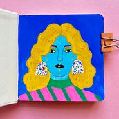 My New Square Sketchbook!. Acr, lic Painting, Sketchbook, Gouache Painting, Sketching, Fashion Illustration	, Collage, and Pattern Design project by Sarah Walsh - 06.15.2022