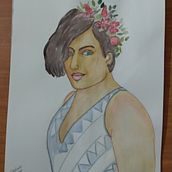 Meu projeto do curso: Criação de retrato estilizado em aquarela. Traditional illustration, Painting, Watercolor Painting, and Portrait Drawing project by Andrea Oliveira sow - 06.17.2022