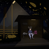 Cat girl on bus stop. Traditional illustration, Animation, 2D Animation, and Digital Illustration project by Mark J. Batoon - 06.17.2022