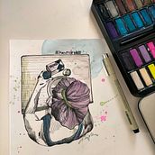 Il mio progetto del corso: Illustrazione con tecniche manuali di tratteggio e dripping. Character Design, Fine Arts, Painting, Watercolor Painting, Portrait Drawing, and Artistic Drawing project by Silvia Marinozzi - 06.20.2022