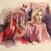 Shiver of the Vampires (image from the film, in watercolor). Fine Arts project by Sarada Holt - 06.21.2022