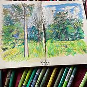Mein Kursprojekt: Landschaften in Pastell zeichnen: Spiele mit Licht. Ilustração tradicional, Artes plásticas, Desenho a lápis, Desenho, e Desenho artístico projeto de Andrea Gunkler - 21.06.2022