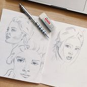 Mon projet du cours : Carnet de portraits : explorez le visage humain Ein Projekt aus dem Bereich Skizzenentwurf, Zeichnung, Porträtzeichnung, Artistische Zeichnung und Sketchbook von Laëtitia Derible - 21.06.2022