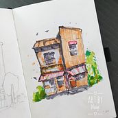 My project for course: Expressive Architectural Sketching with Colored Markers. Sketching, Drawing, Architectural Illustration, Sketchbook & Ink Illustration project by Waiyi Choi - 06.21.2022