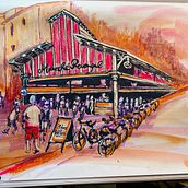 Mein Kursprojekt: Moderne Urban Sketching-Techniken in Mixed Media . Ilustrație tradițională, Pictura, Ilustrație arhitecturală & Ilustrație cu cerneală de Manuela Lohmann - 06.25.2022